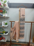 Saree Hand Block Print Cotton Peach - AMIOM True Nature