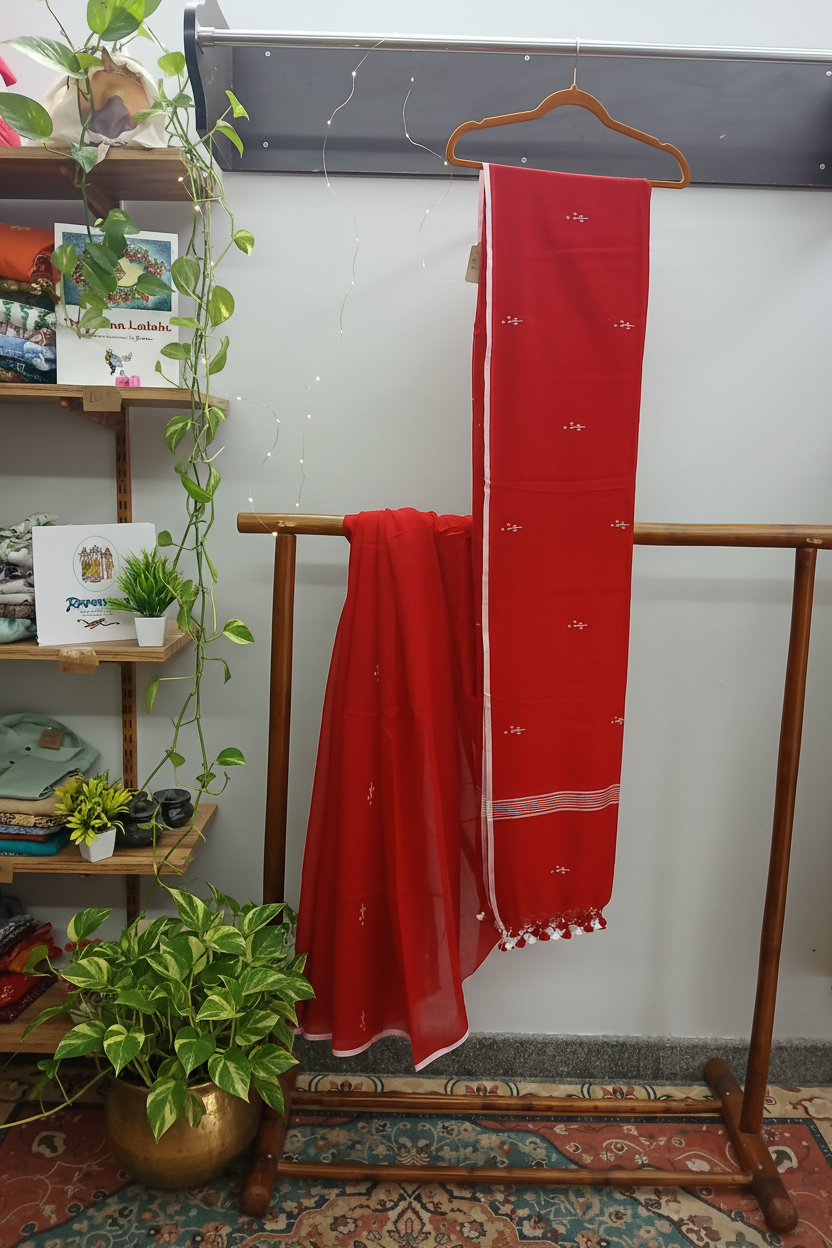 Sari en coton tissé à la main avec détails tissés