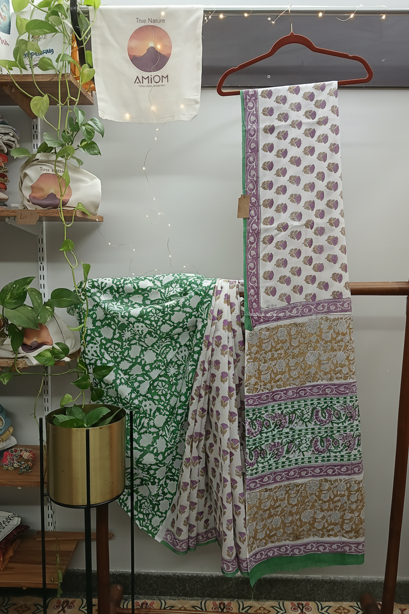 Block Print Cotton Saree
