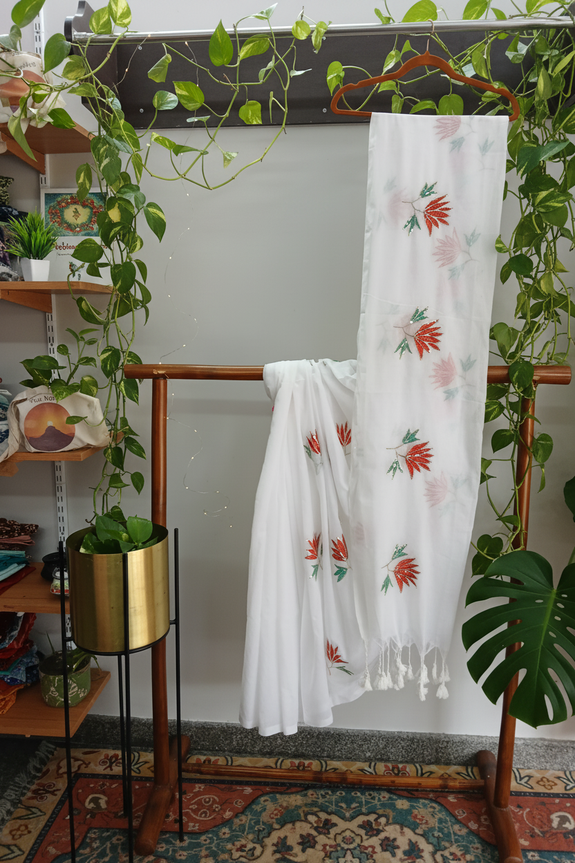 Saree Mul-Baumwolle + Lotus-Pailletten