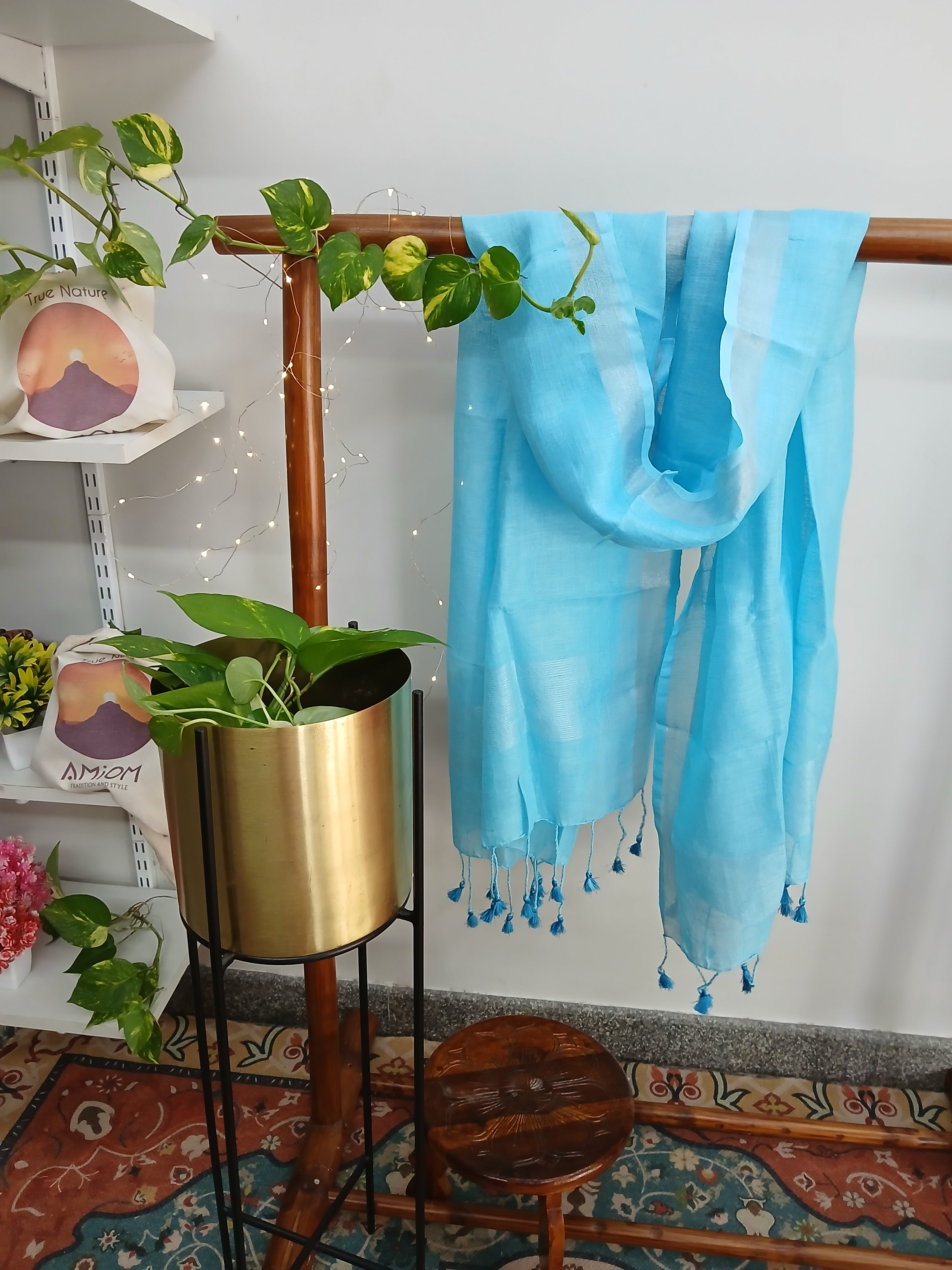 Linen Dupatta Blue