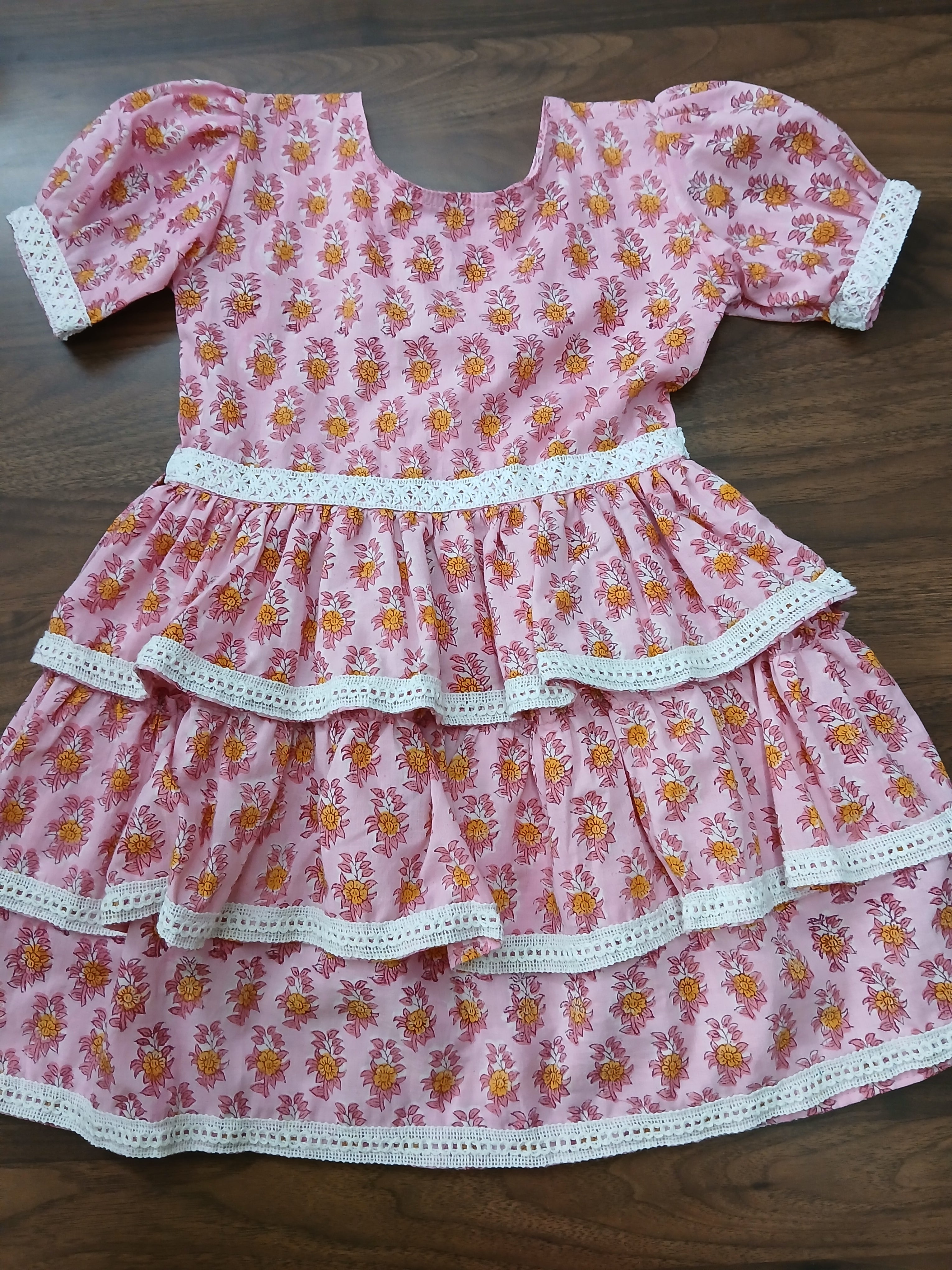 Girl Dress layers block print