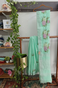 Saree Leinen Handwebstuhl mit Rosen