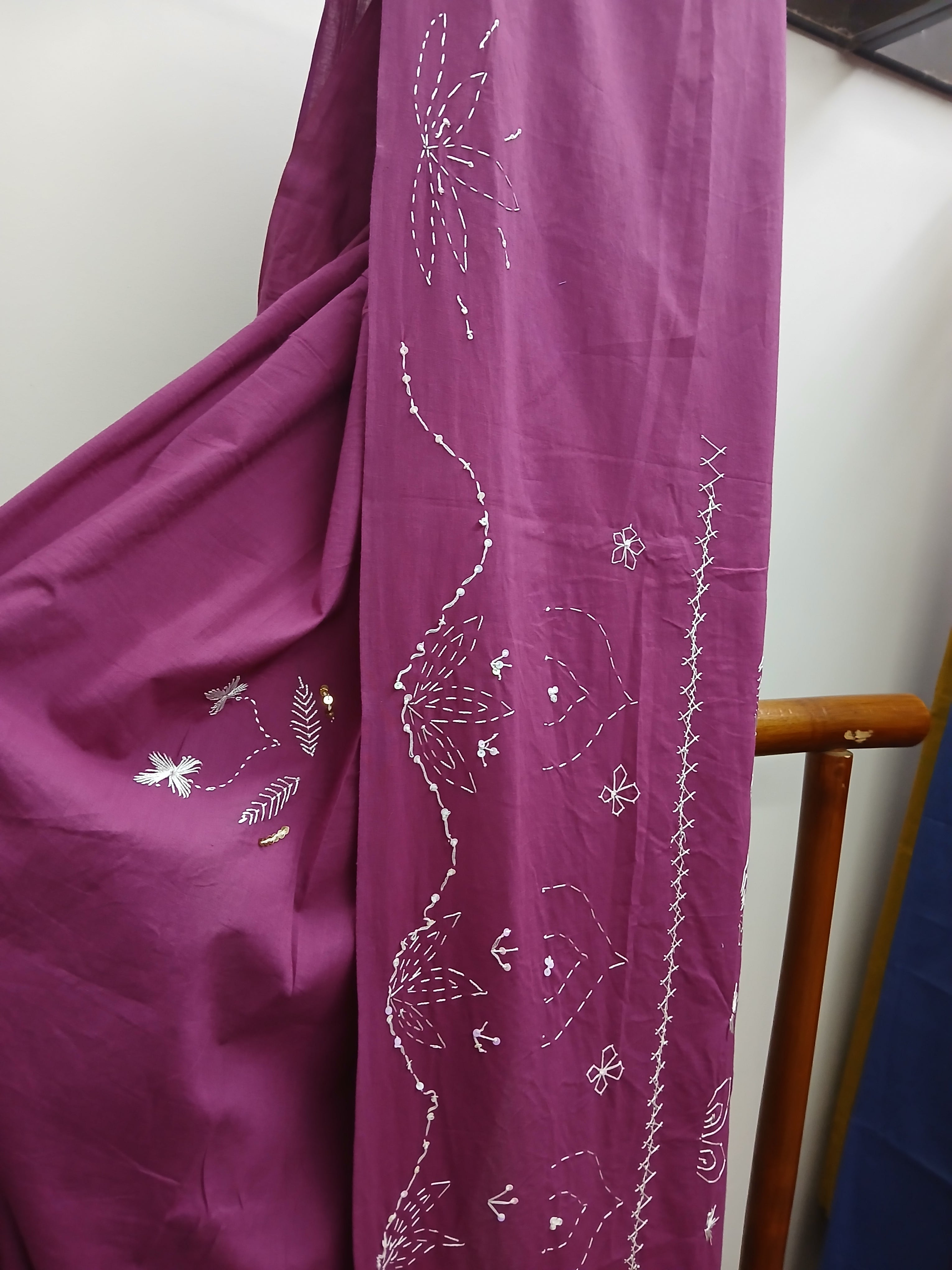 Sari Handstickerei weiche Baumwolle