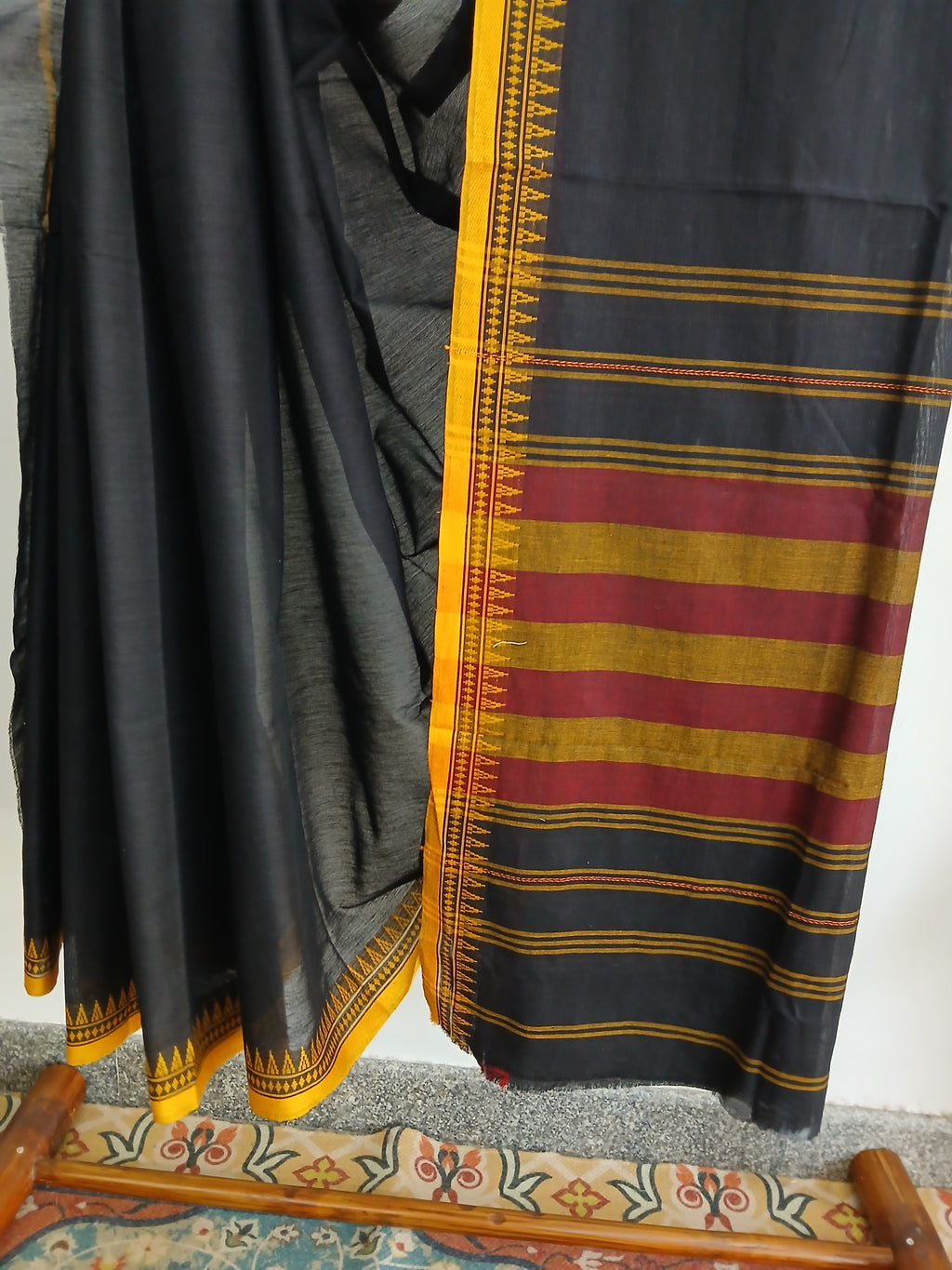 Sari en coton khadi tissé main
