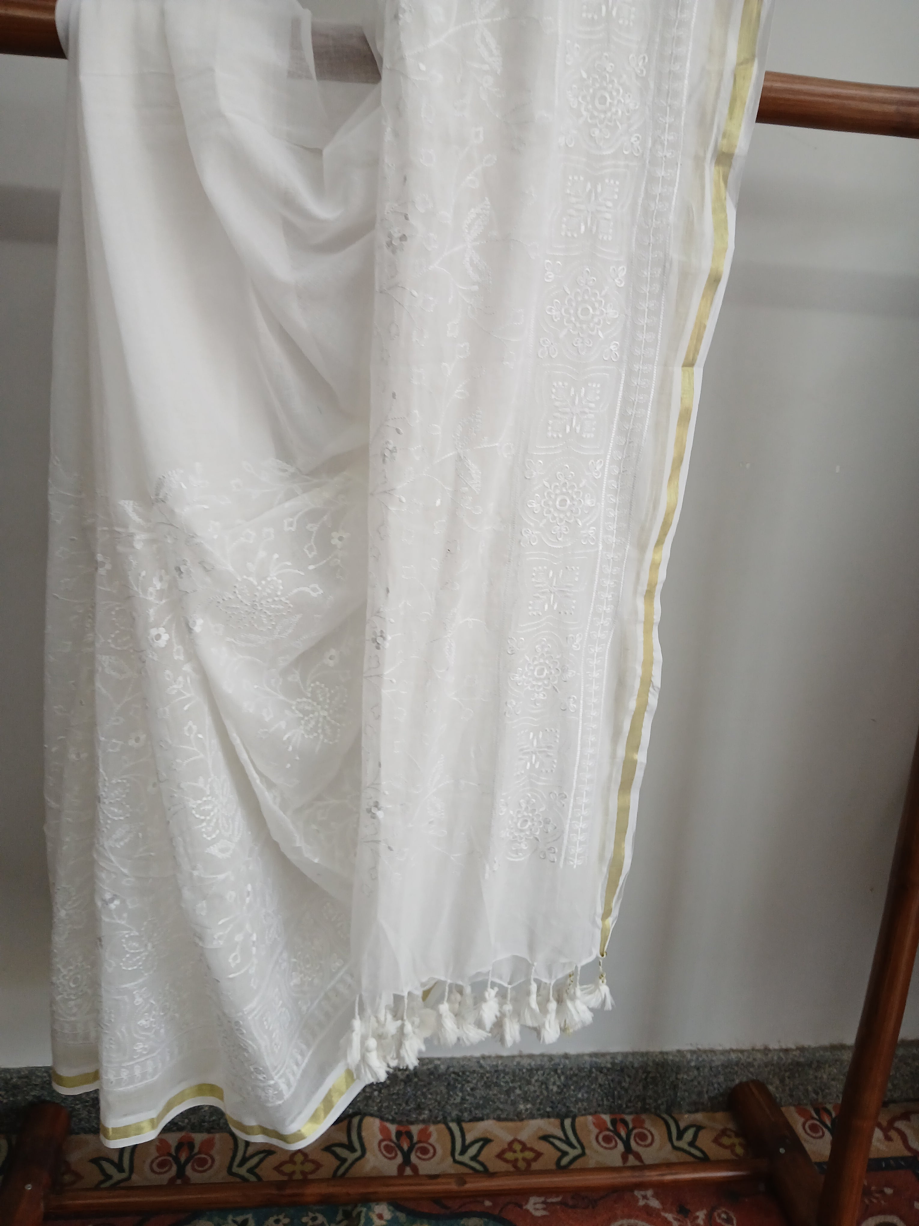 Sari Mul Cotton broderie Chikankari