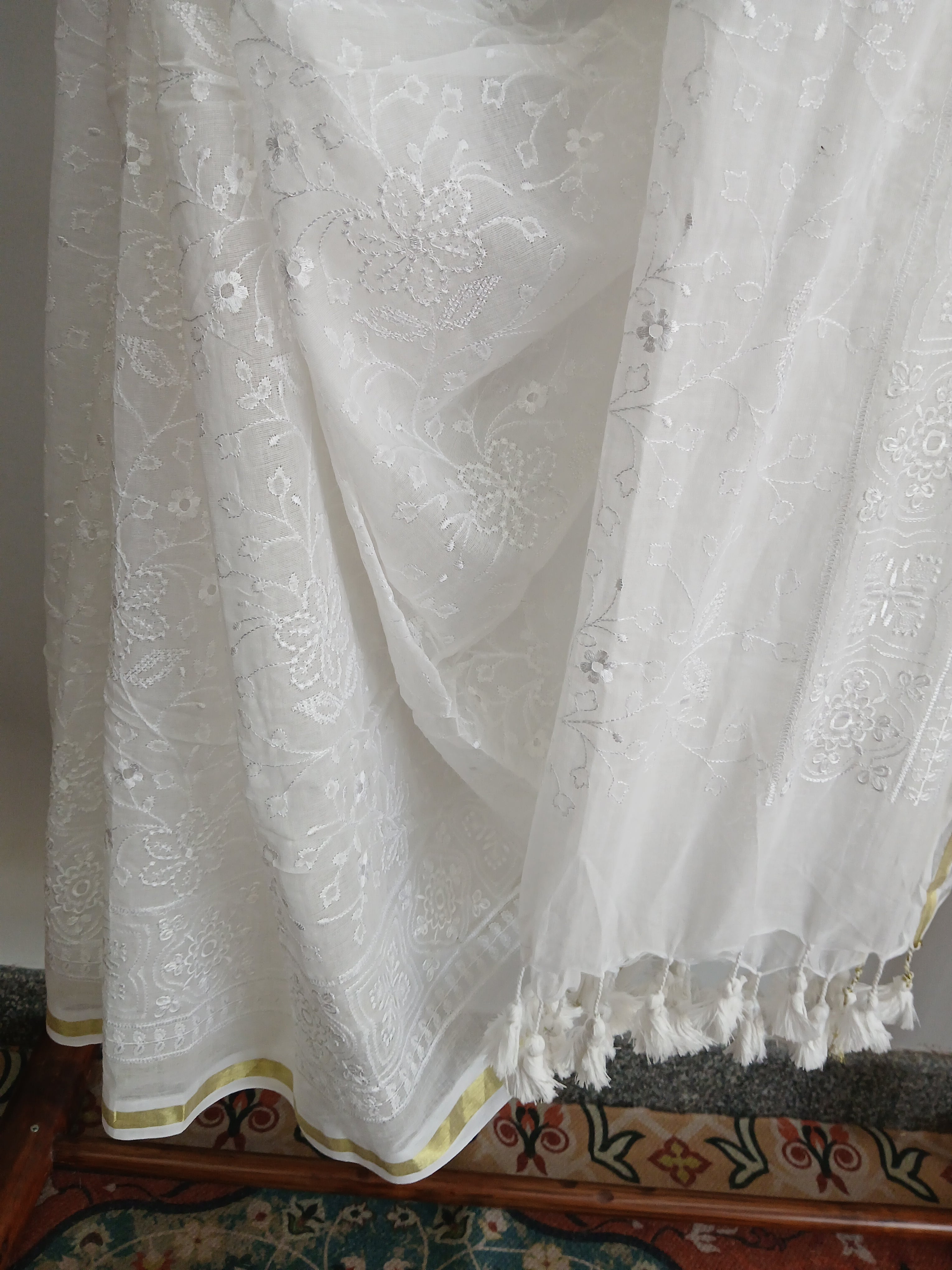 Sari Mul Cotton broderie Chikankari